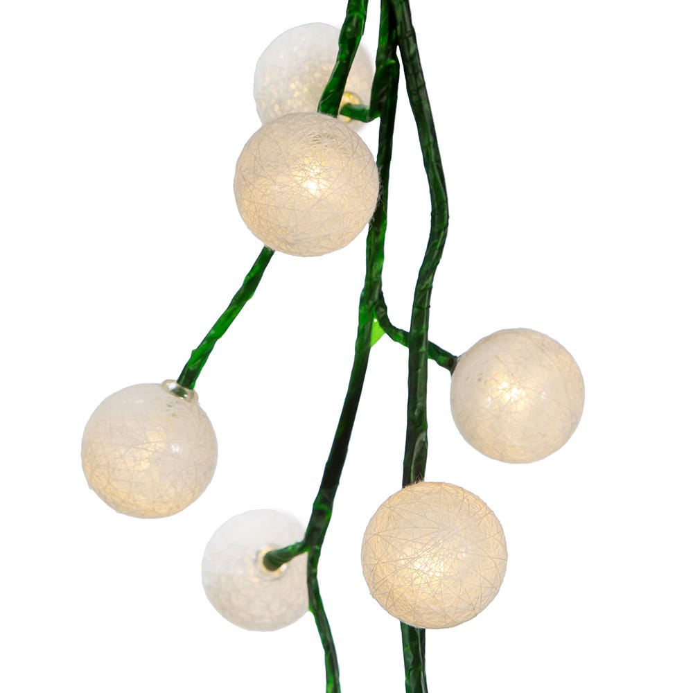 Kurt Adler 6-Foot Green Garland with 48 Warm White LED Lights and White Ball